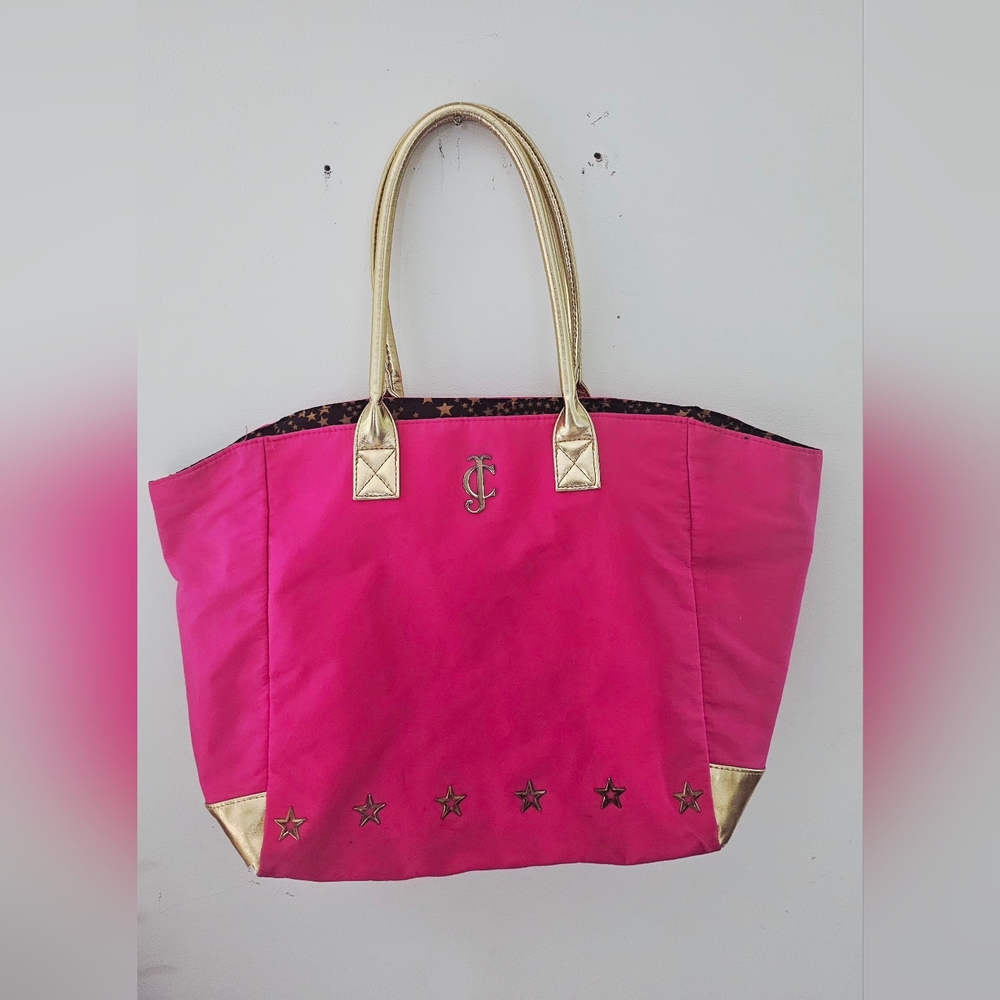 Juicy Couture Pink and Gold Tote Bag Some Fading On Sides